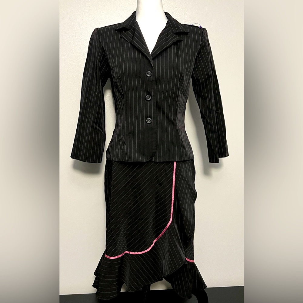 Pinstripe skirt suit